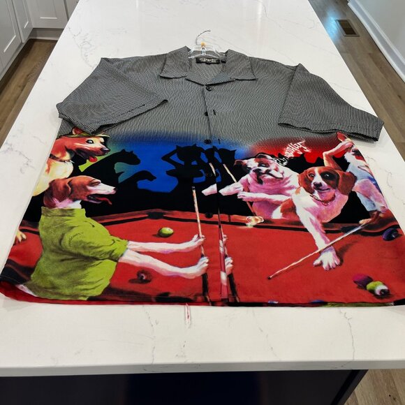 Dragonfly Clothing Company Short Sleeve dogs playing pool print XL - Picture 1 of 9